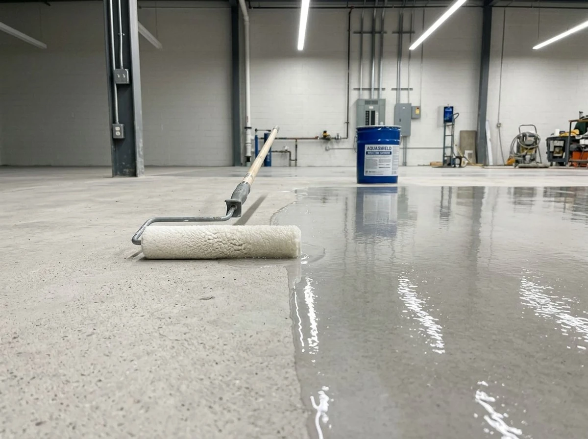 Professional moisture barrier installation on concrete slab